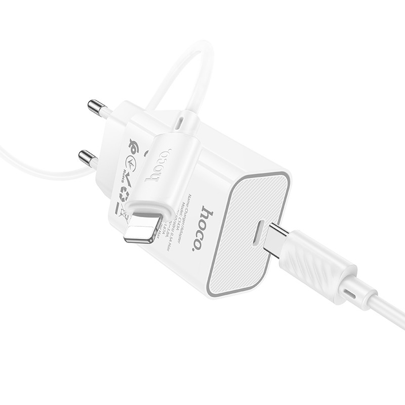 Мережевий зарядний пристрій Hoco C143A Benefit PD20W (1USB-C) + кабель Type-C to Lightning - Зображення 4