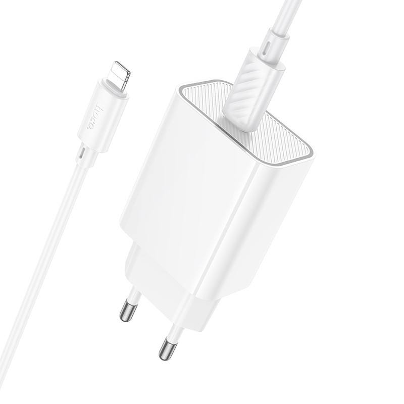 Мережевий зарядний пристрій Hoco C143A Benefit PD20W (1USB-C) + кабель Type-C to Lightning - Зображення 5