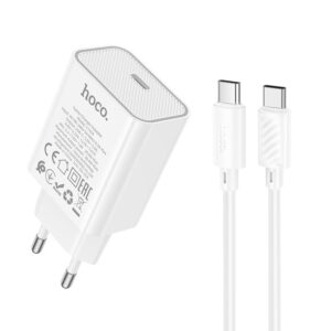 Мережевий зарядний пристрій Hoco C143A Benefit PD20W (1USB-C) + кабель Type-C to Type-C