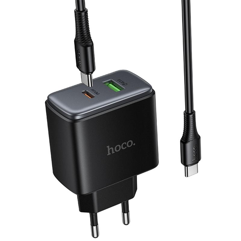 Мережевий зарядний пристрій Hoco C158A Upgrade PD45W (1USB-A/1C) + кабель Type-C to Type-C - Зображення 4