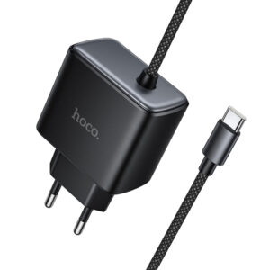 Мережевий зарядний пристрій Hoco C163A New PD25W (1USB-C) + встроенный кабель Type-C