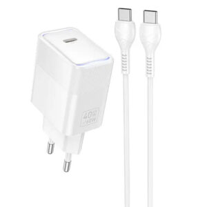Мережевий зарядний пристрій Hoco CS113A Lounge PD40W (1USB-C) + кабель Type-C to Type-C