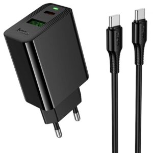Мережевий зарядний пристрій Hoco CS95A Leader PD30W+QC3.0 (1USB-A/1C) + кабель Type-C to Type-C