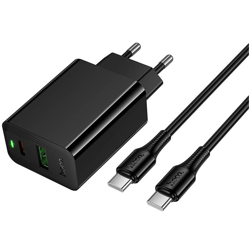 Мережевий зарядний пристрій Hoco CS95A Leader PD30W+QC3.0 (1USB-A/1C) + кабель Type-C to Type-C - Зображення 3