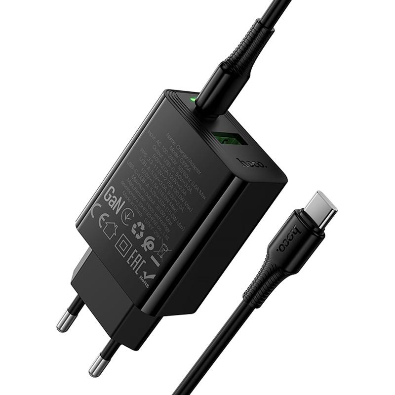 Мережевий зарядний пристрій Hoco CS95A Leader PD30W+QC3.0 (1USB-A/1C) + кабель Type-C to Type-C - Зображення 4
