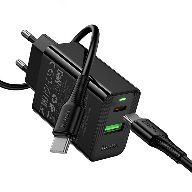 Мережевий зарядний пристрій Hoco CS95A Leader PD30W+QC3.0 (1USB-A/1C) + кабель Type-C to Type-C - Зображення 5