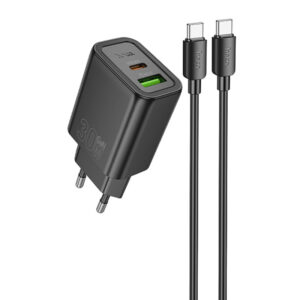 Мережевий зарядний пристрій Hoco N63 Gentle PD30W+QC3.0 (1USB-A/1C) + кабель Type-C to Type-C