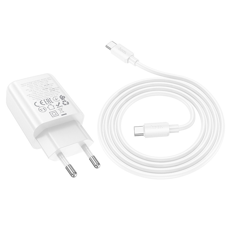 Мережевий зарядний пристрій Hoco N63 Gentle PD30W+QC3.0 (1USB-A/1C) + кабель Type-C to Type-C - Зображення 2