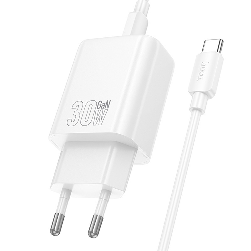 Мережевий зарядний пристрій Hoco N63 Gentle PD30W+QC3.0 (1USB-A/1C) + кабель Type-C to Type-C - Зображення 3