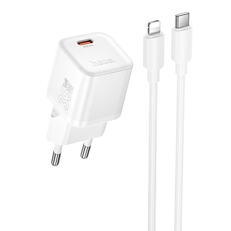 Мережевий зарядний пристрій Hoco N66 Ingenious PD35W (1USB-C) + кабель Type-C to Lightning