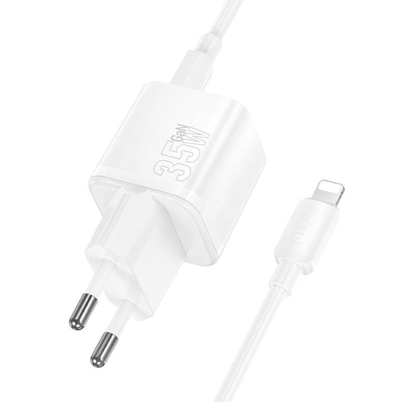 Мережевий зарядний пристрій Hoco N66 Ingenious PD35W (1USB-C) + кабель Type-C to Lightning - Зображення 3