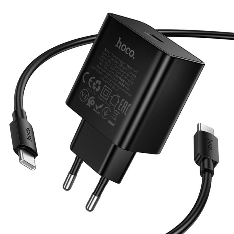 Мережевий зарядний пристрій Hoco N77 Star PD45W (1USB-C) + кабель Type-C to Type-C - Зображення 4