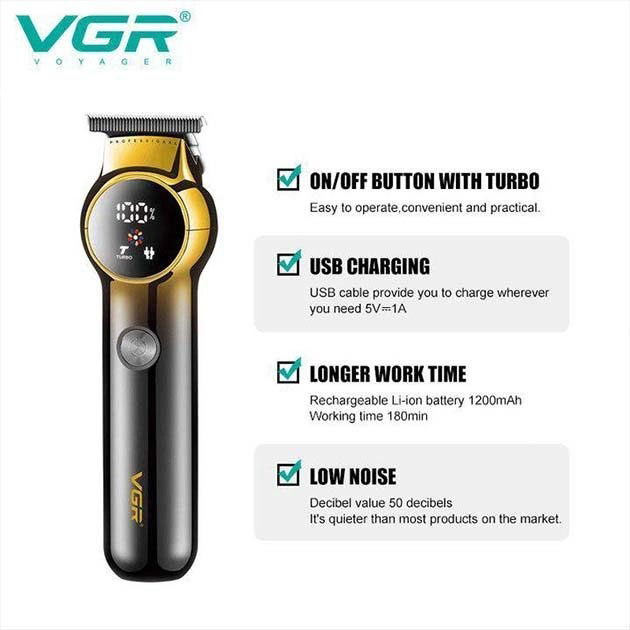 Тример для бороди та вусів VGR V-989 7000 об. Машинка для стрижки, окантування кераміка+сталь. Колір чорний - Зображення 3