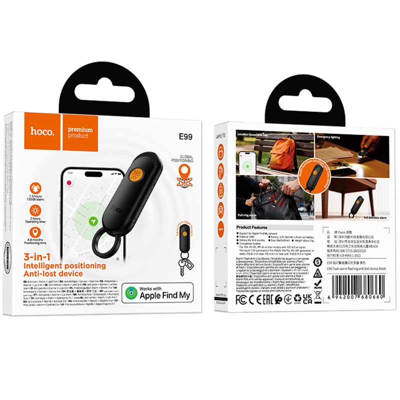 Трекер Hoco E99 Flash + сигнальная подсветка і вибросигнализация 150 mAh - Зображення 2