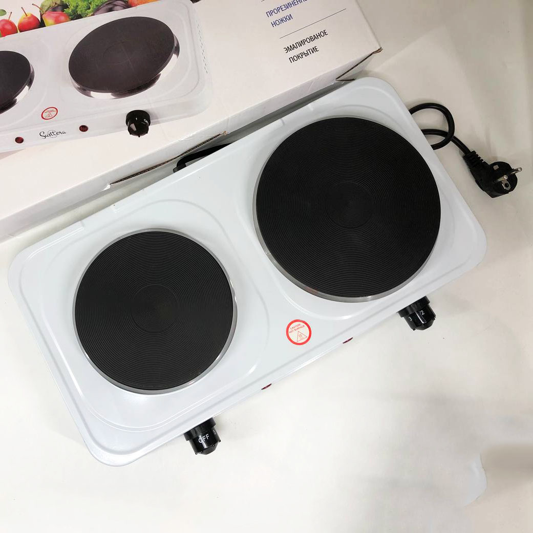 Плитка електрична Suntera DP-1935W, 2500W, 2 конфорки різного діаметру, 2 конфорки White - Зображення 2
