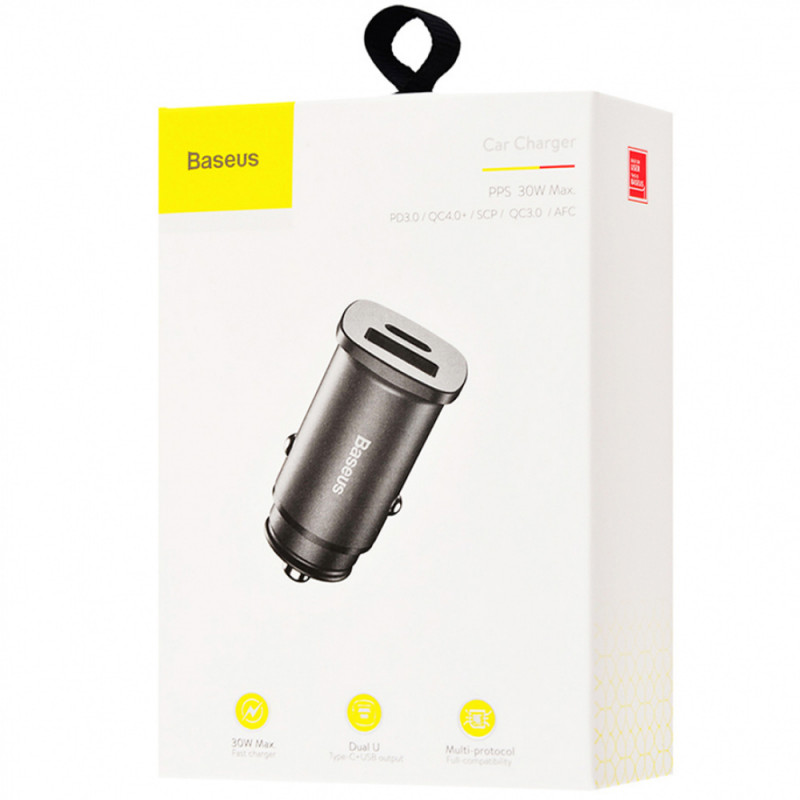 Автомобільний зарядний пристрій Baseus Square Metal PD 3.0 QC 4.0+ 30W USB + Type-C (CCALL-AS) - Зображення 5