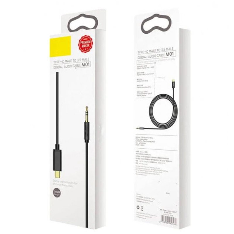 Аудіо кабель Aux Baseus Yiven Type-C Male to 3.5mm Male M01 (1m) (CAM01-01) - Зображення 2