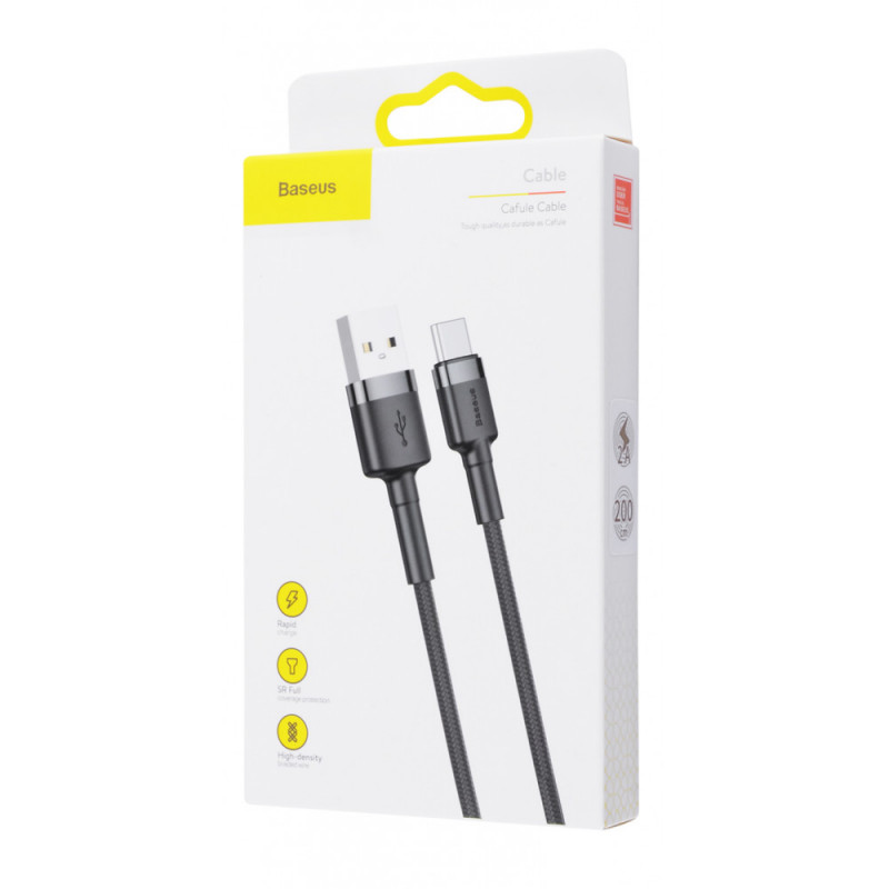 Дата кабель Baseus Cafule USB to Type-C Cable 2A (2m) (CATKLF-C) - Зображення 5
