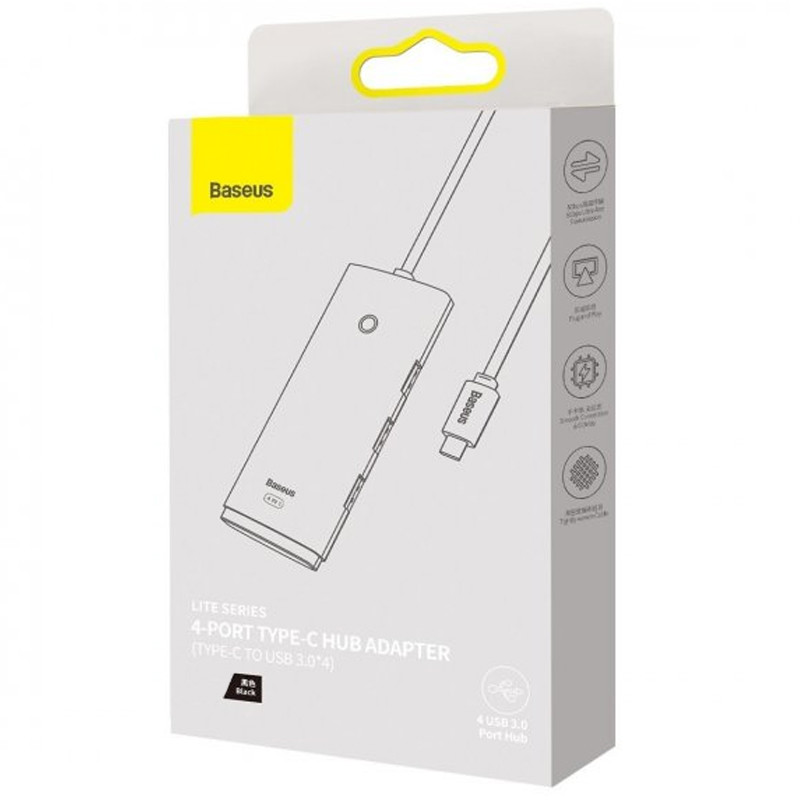 Перехідник HUB Baseus Lite Series 4in1 (Type-C to 4xUSB 3.0) 25cm (WKQX03) - Зображення 6