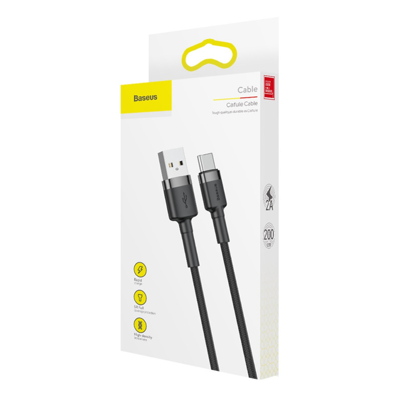 Дата кабель Baseus Cafule USB to Type-C Cable 3A (0.5m) (CATKLF-A) - Зображення 6
