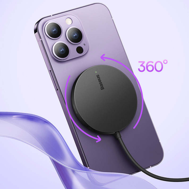 Бездротовий зарядний пристрій Baseus Simple Mini3 Magnetic Wireless Charger 15W (CCJJ0400) - Зображення 3