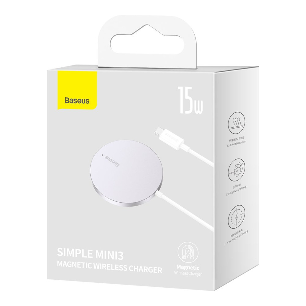 Бездротовий зарядний пристрій Baseus Simple Mini3 Magnetic Wireless Charger 15W (CCJJ0400) - Зображення 6