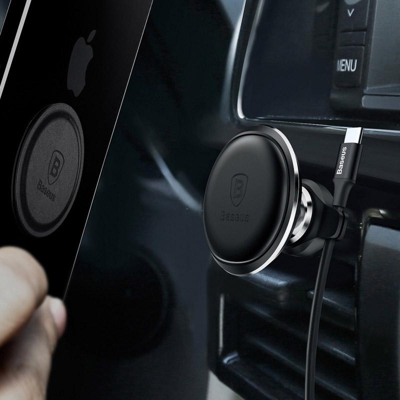 Автотримач Baseus Magnetic OS with cable clip (air outlet) (C40141201113) - Зображення 4