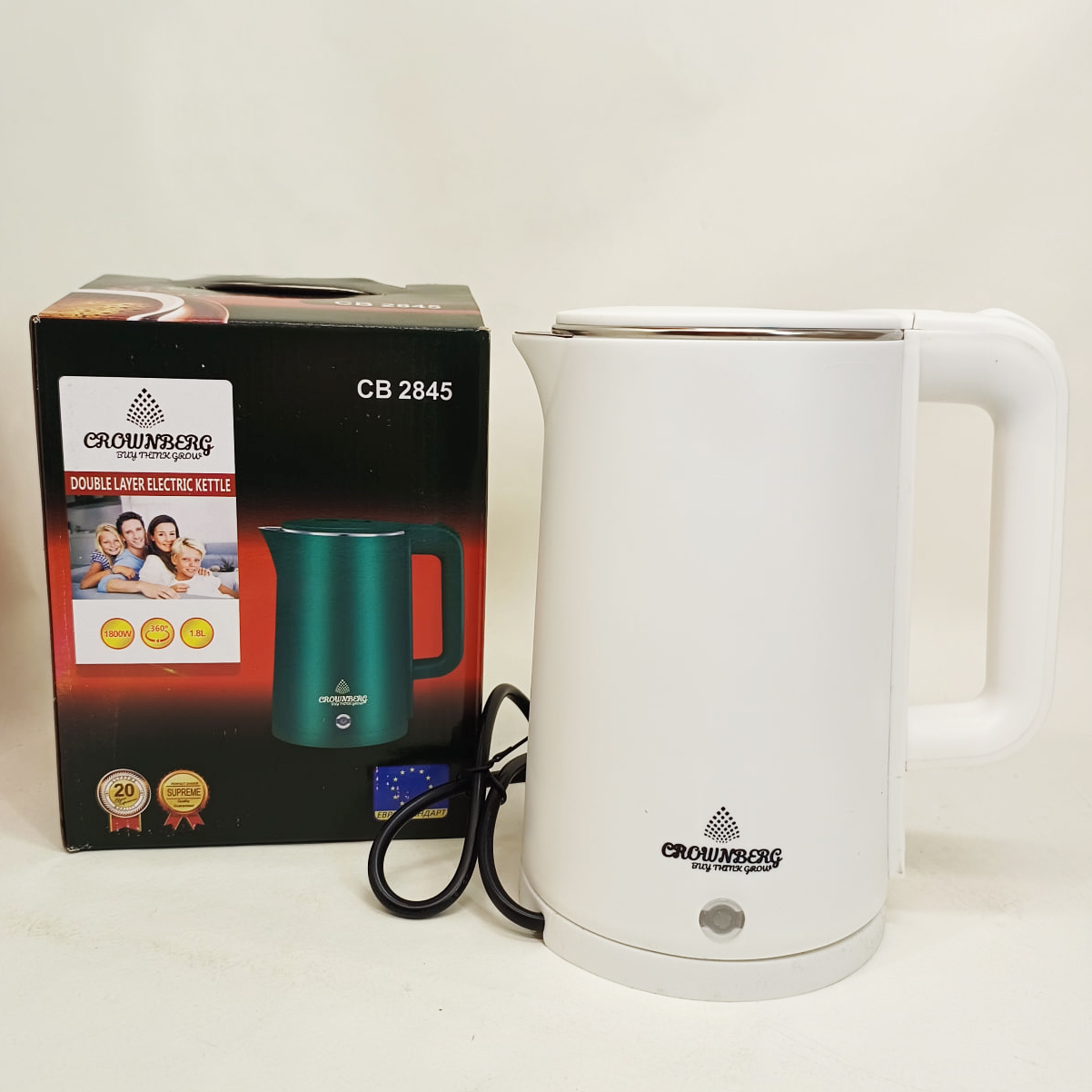 Електрочайник Crownberg CB-2845 дисковий 1.8л 1800Вт White - Зображення 4