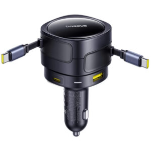 Автомобільний зарядний пристрій Baseus Enjoyment Max PD90W with retractable cables (1USB-A/3C) (C00035507121)