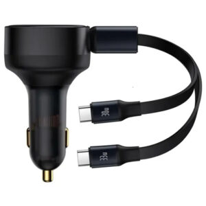 Автомобільний зарядний пристрій Baseus Enjoyment PD33W with retractable cables (2USB-C) (C00035500111)