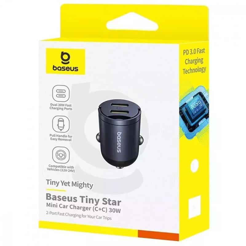 Автомобільний зарядний пристрій Baseus Tiny Star Mini 30W (2USB-C) (C00035001121) - Зображення 5