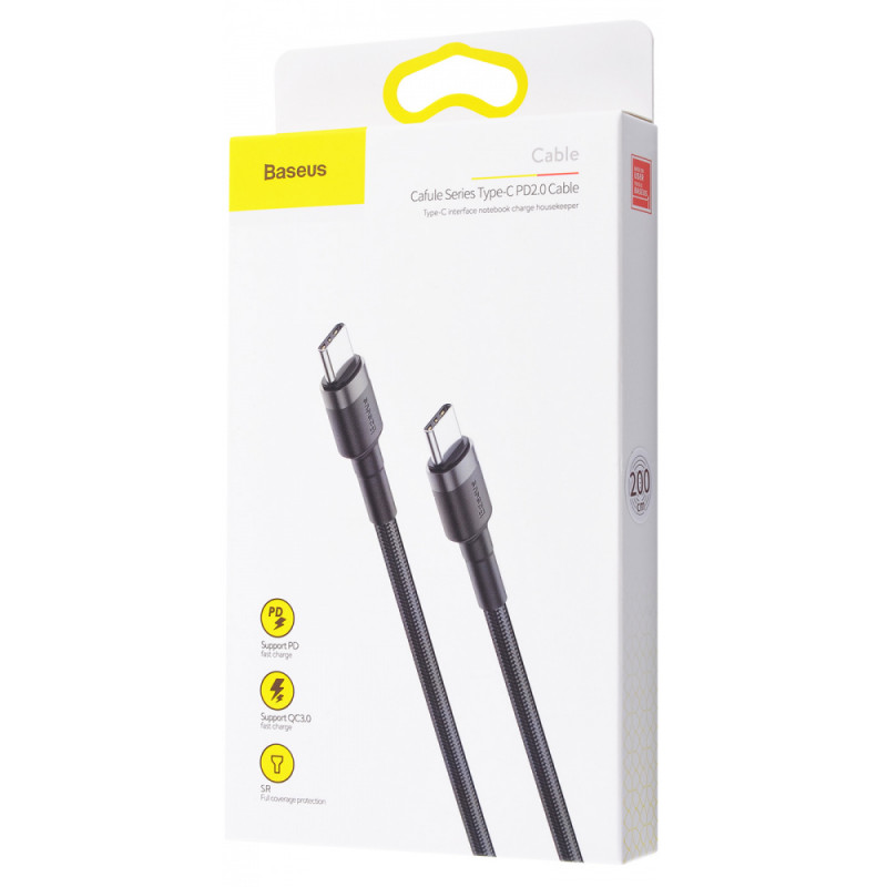 Дата кабель Baseus Cafule Type-C to Type-C PD2.0 60W (2m) (CATKLF-H) - Зображення 5