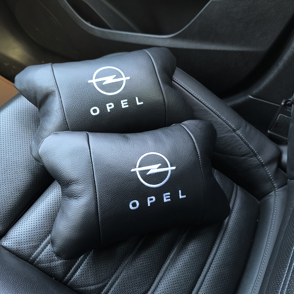 Набір автомобільних подушок 2шт для Opel, натуральна шкіра, стильні чорні підголівники Опель для авто - Зображення 2