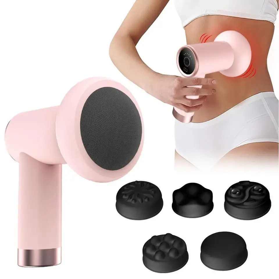 Масажер антицелюлітний для тіла рук та ніг 4 насадки 6 швидкостей Deep Rolling Massager. Колір: рожевий - Зображення 3