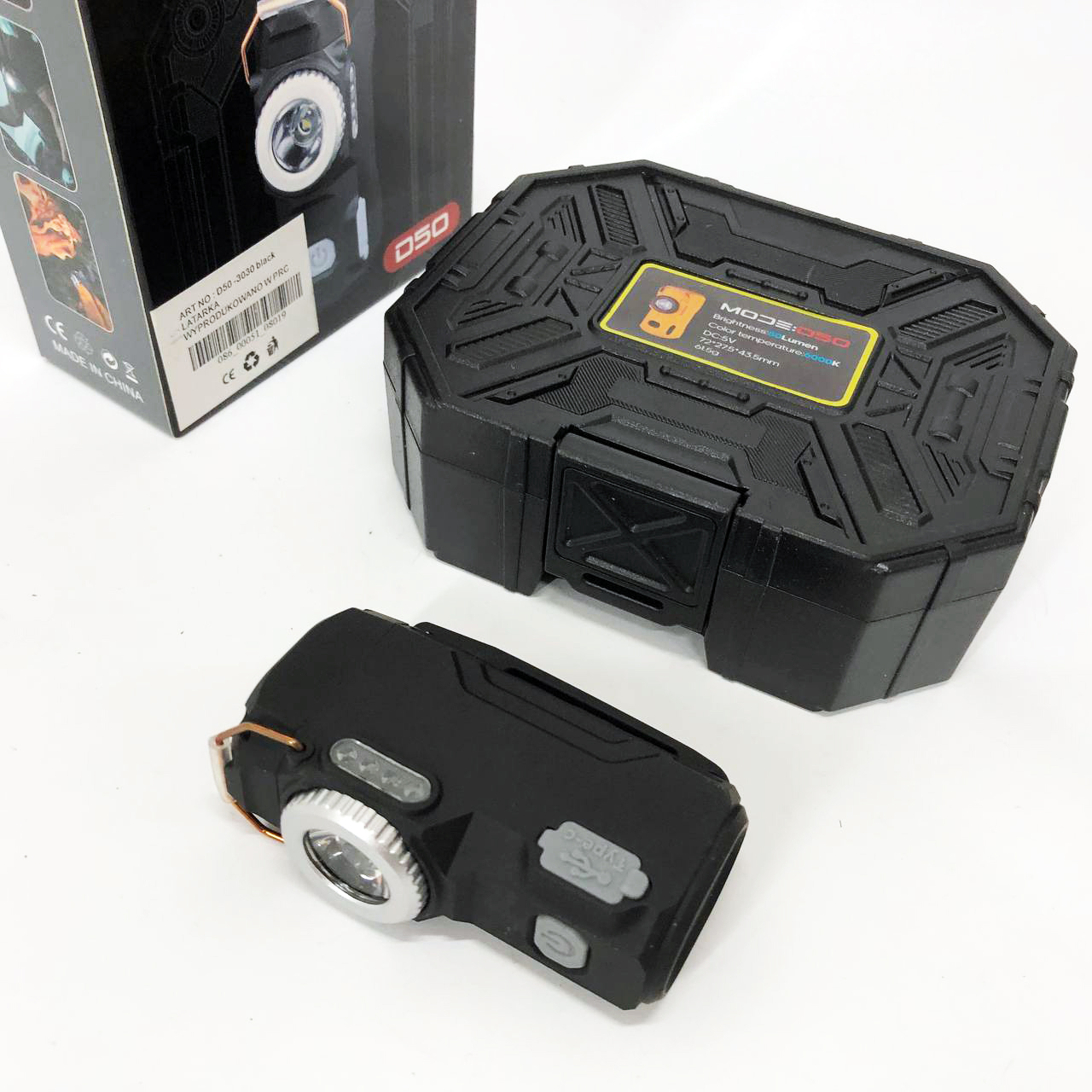Багатофункціональний армійський ліхтар D50-SMD - індикація заряду, запальничка. Колір: чорний - Зображення 2