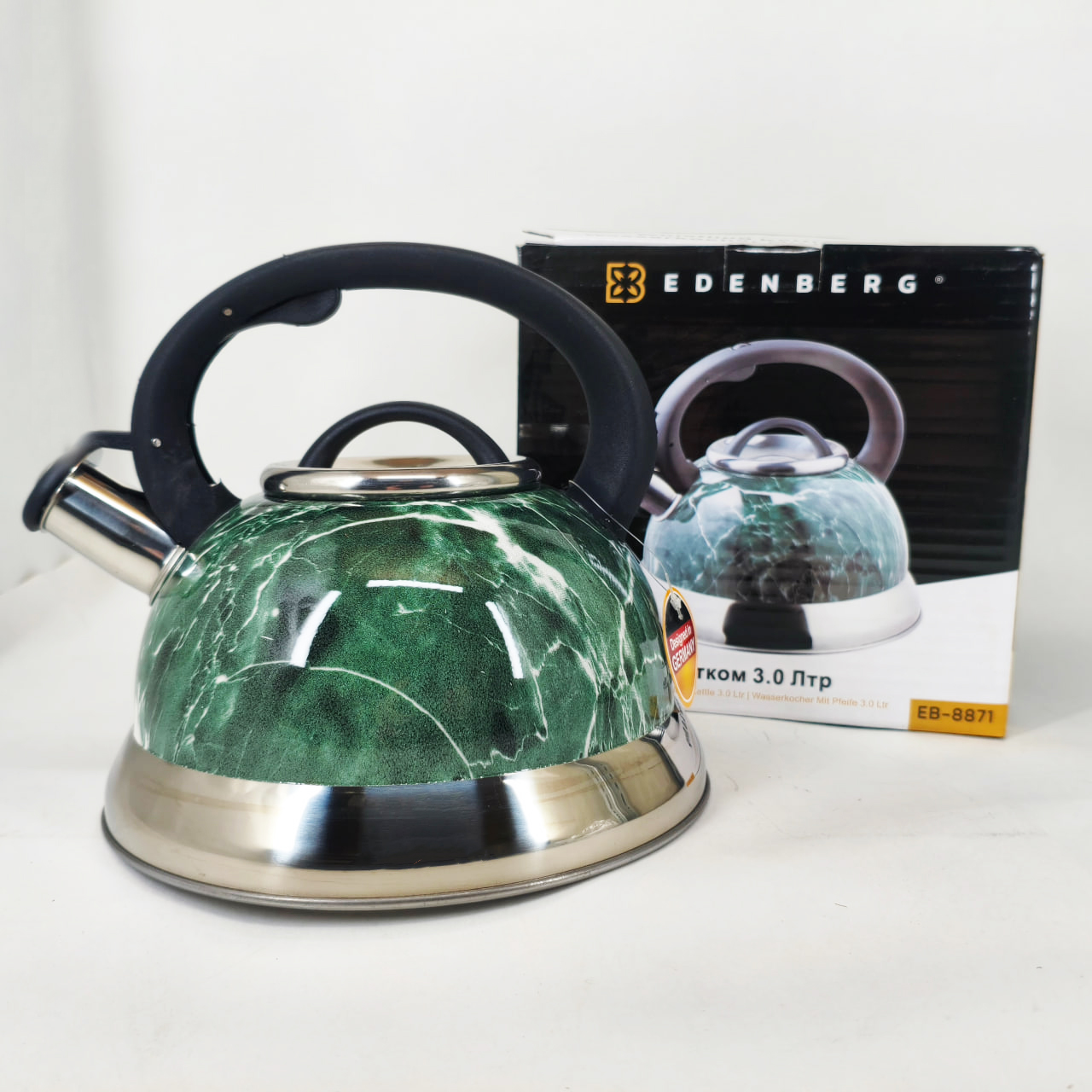 Чайник Edenberg EB-8871 із нержавіючої сталі зі свистком 3л Green - Зображення 5