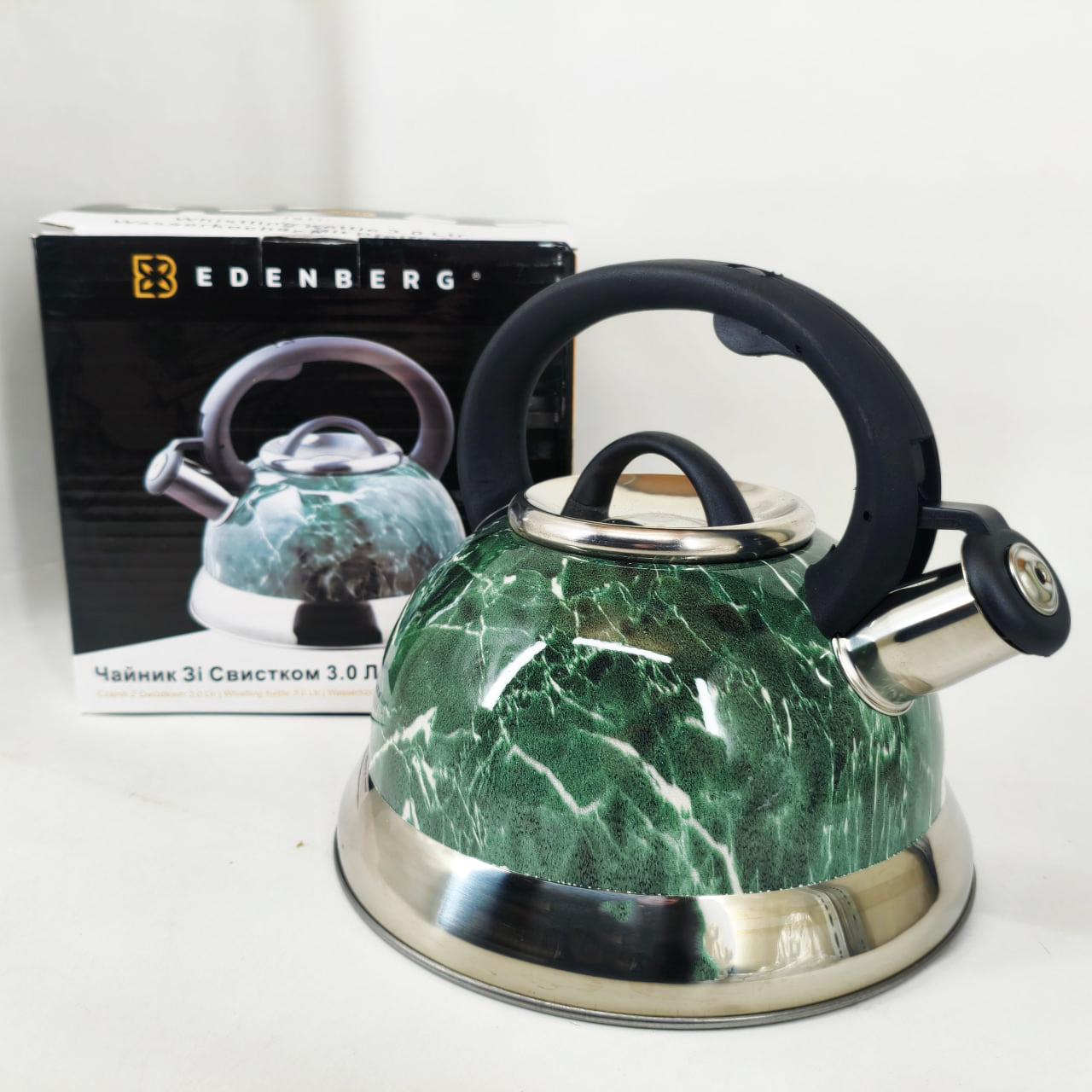 Чайник Edenberg EB-8871 із нержавіючої сталі зі свистком 3л Green - Зображення 6