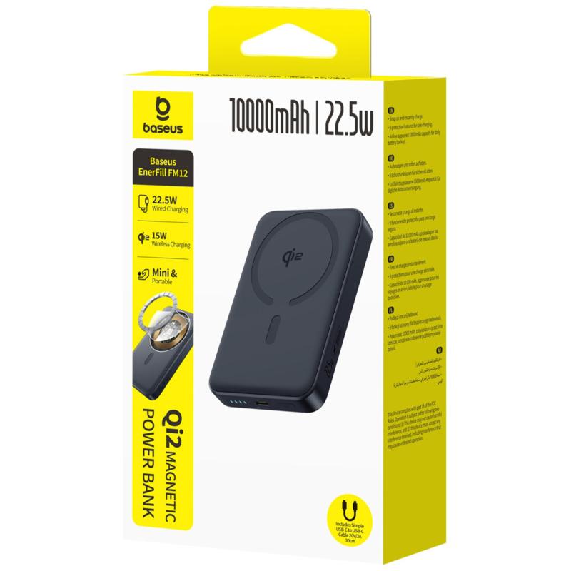 Повербанк Power Bank Baseus EnerFill FM12 Qi2 Magnetic 22.5W з БЗП 10000mAh (E00285) - Зображення 2