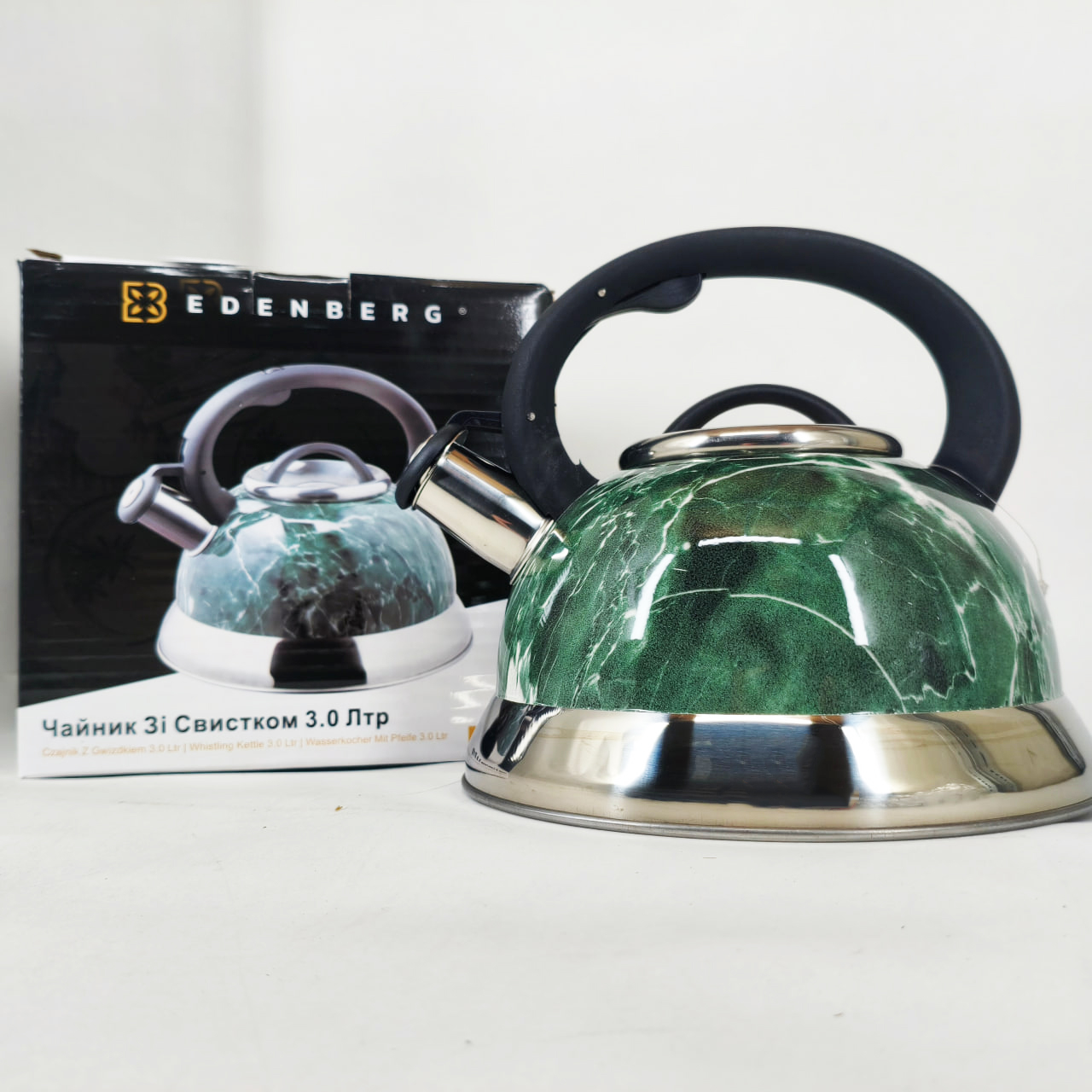 Чайник Edenberg EB-8871 із нержавіючої сталі зі свистком 3л Green - Зображення 2