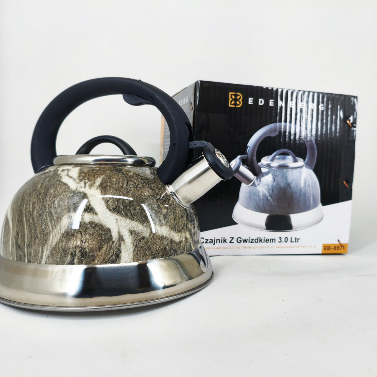 Чайник Edenberg EB-8871 із нержавіючої сталі зі свистком 3л Gray - Зображення 2