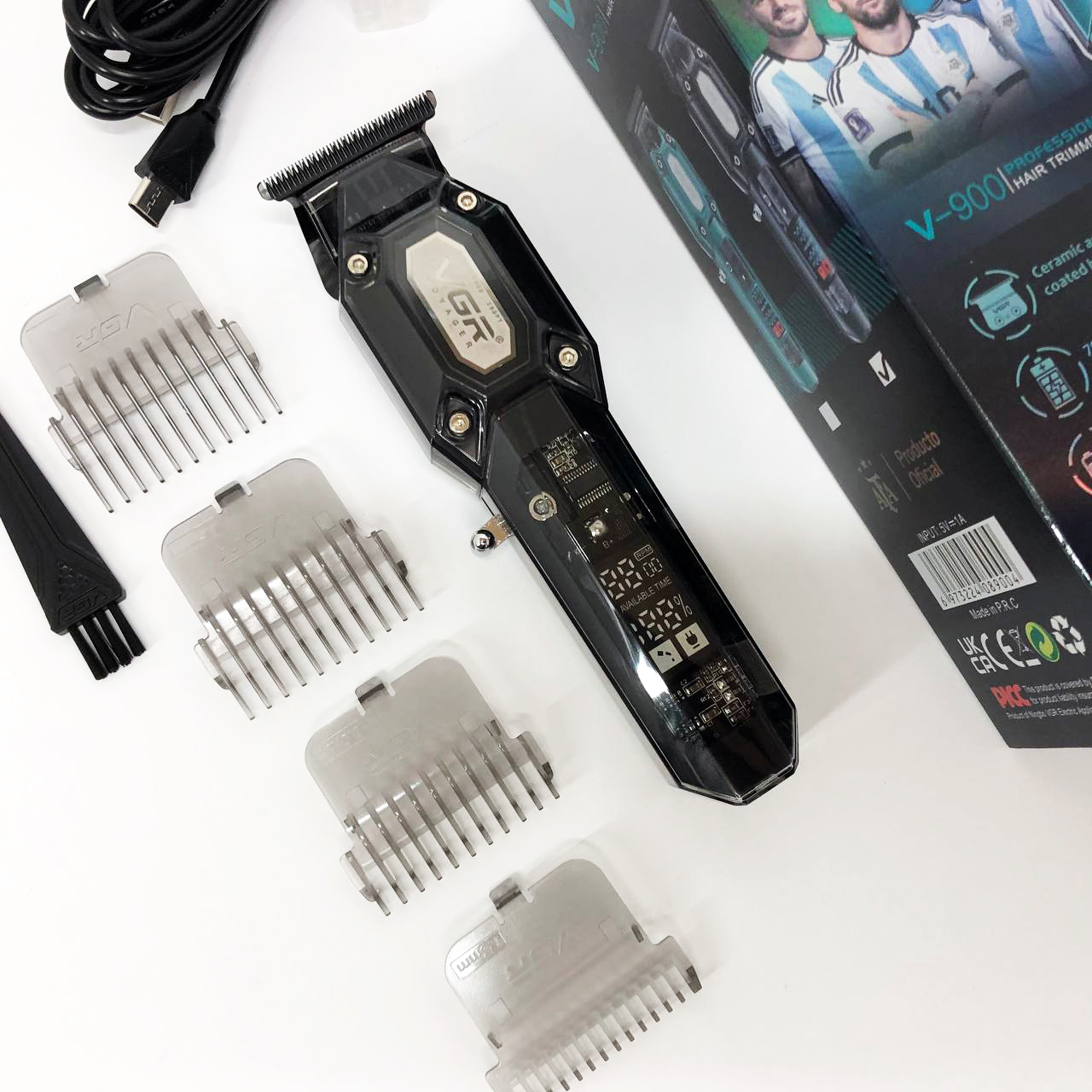 Акумуляторна машинка для стрижки VGR V-900 з дисплеєм бездротова для стрижки волосся. Колір: чорний - Зображення 2