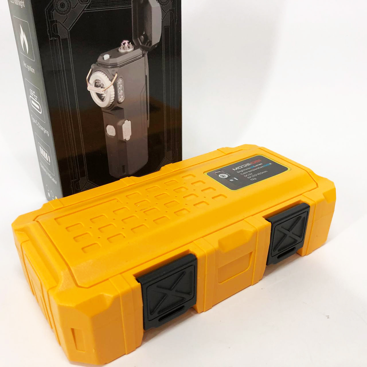 Ліхтарик-запальничка армійська MULTIFUNCTIONAL D51-COB електроімпульсна акумуляторна. Колір: жовтий - Зображення 5