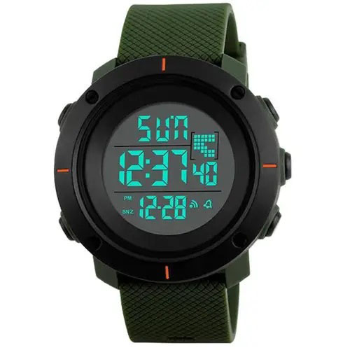 Годинник наручний чоловічий SKMEI 1213AG ARMY GREEN BIG SIZE, брендовий чоловічий годинник. Колір: зелений - Зображення 3
