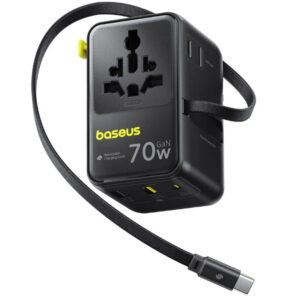Мережевий універсальний перехідник Baseus CG11 70W with retractable cable (2USB-A/3C/1Socket) (E0307E)