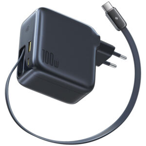 Мережевий зарядний пристрій Baseus EnerCore CJ11 PD100W+QC3.0 with retractable cable (1USB-A/2C) (E0120M)