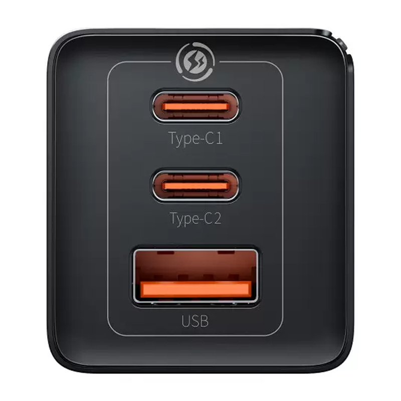 Мережевий зарядний пристрій Baseus GaN5 Pro PD65W+QC3.0 (1USB-A/2C) + кабель Type-C to Type-C (CCGP12020) - Зображення 3