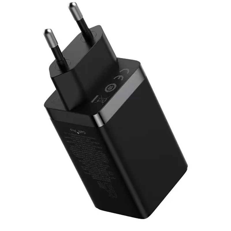 Мережевий зарядний пристрій Baseus GaN5 Pro PD65W+QC3.0 (1USB-A/2C) + кабель Type-C to Type-C (CCGP12020) - Зображення 4