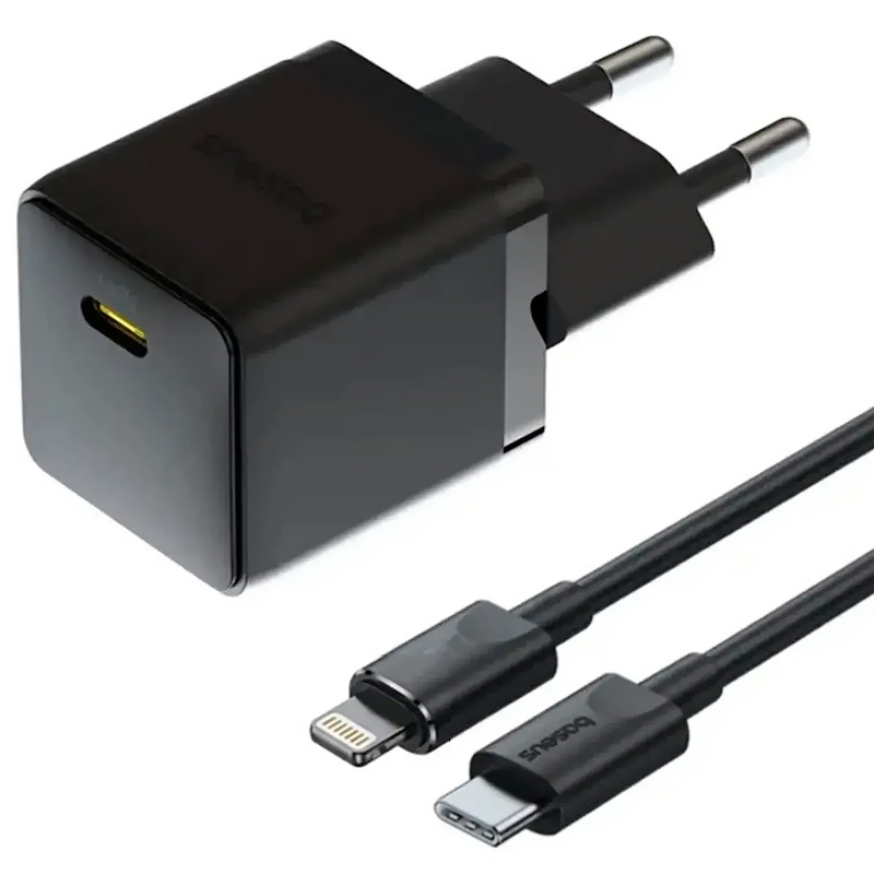 Мережевий зарядний пристрій Baseus Palm Fast Charger 20W (1USB-C) + кабель Type-C to Lightning (E01164)