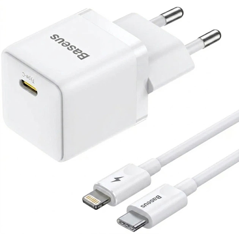 Мережевий зарядний пристрій Baseus Palm Fast Charger 20W (1USB-C) + кабель Type-C to Lightning (E01164)