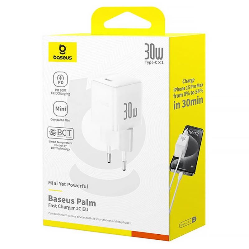Мережевий зарядний пристрій Baseus Palm Fast Charger PD30W (1USB-C) (P10111605113-00) - Зображення 5